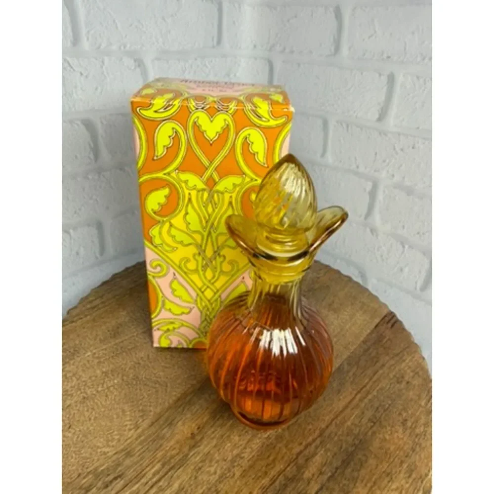 VTG Amber Glass Ribbed Avon Cruet Charisma Foaming Bath Oil 6 fl oz - Picture 4 of 12